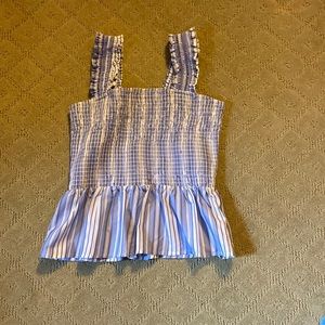 Blue and white striped top